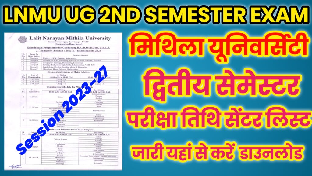 Lnmu UG Second Semester Exam Schedule Download 2023-27 