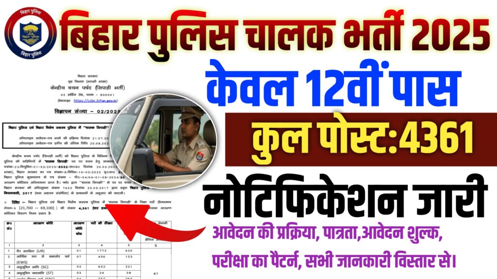 Bihar Police Driver Constable Bharti 2025