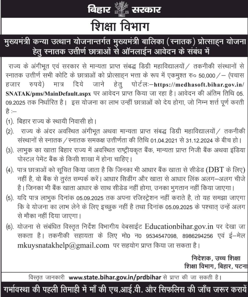 Bihar Graduation Pass Scholarship 2025